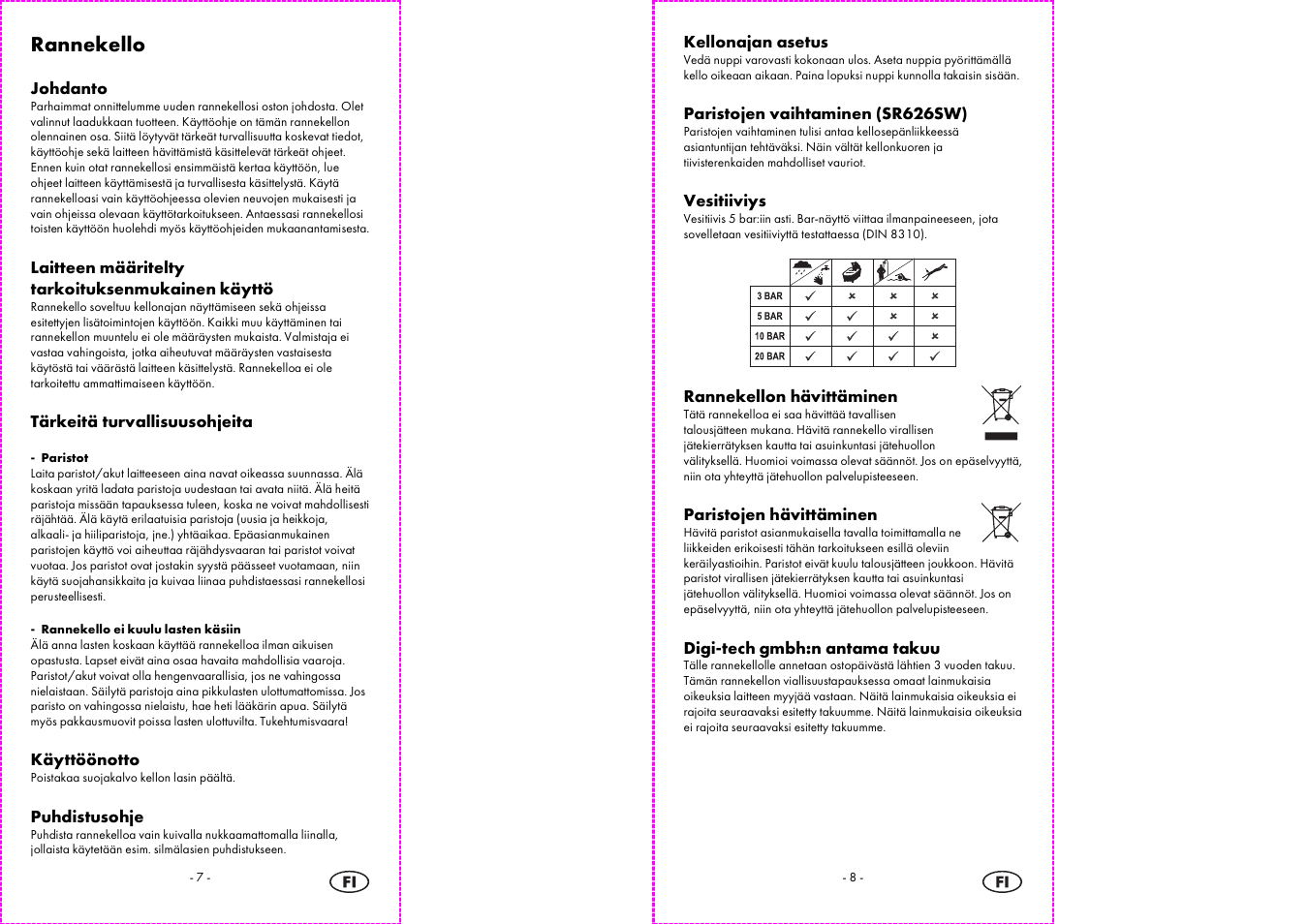 Rannekello | Auriol 2-LD3513 User Manual | Page 5 / 19