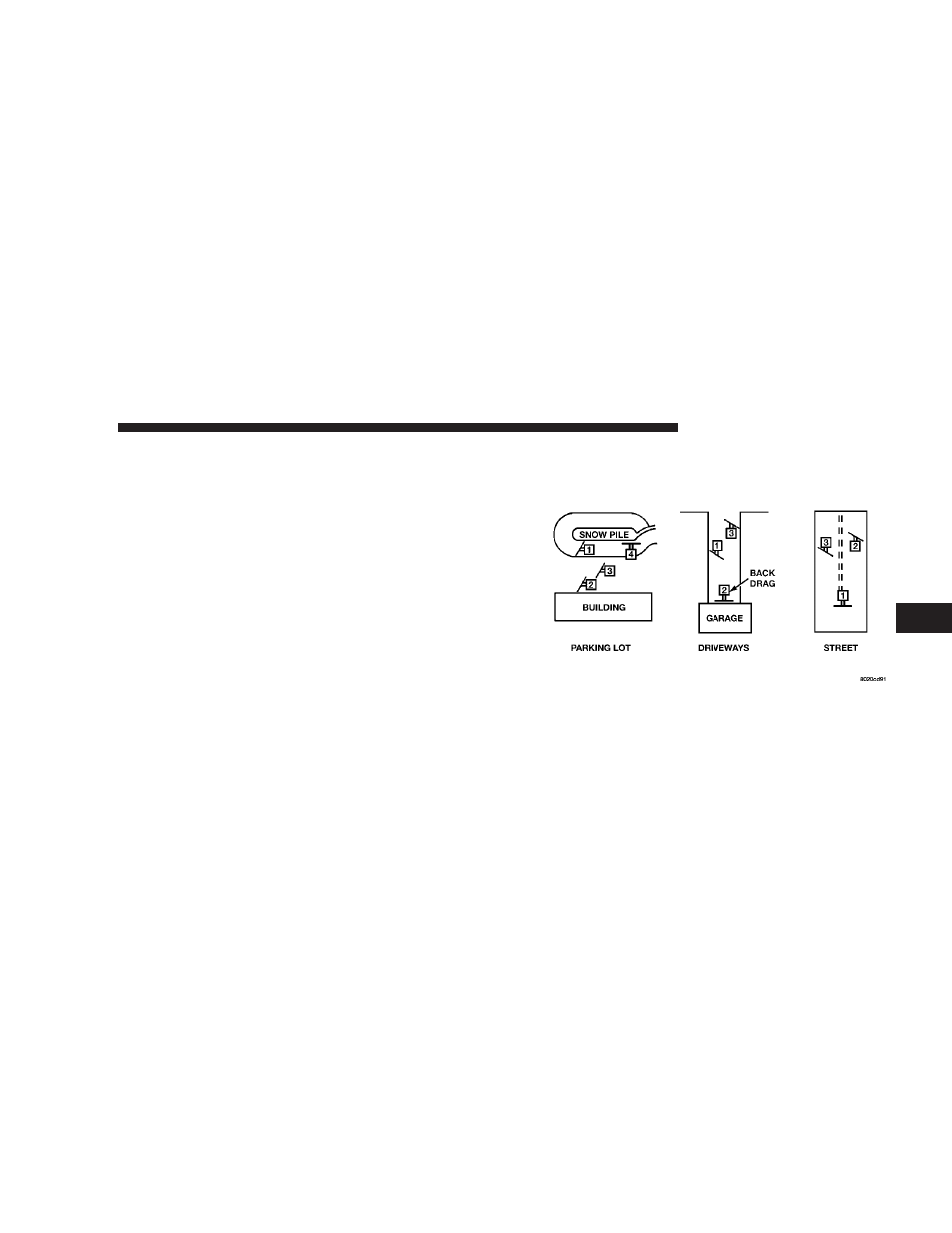 Over the road operation with snowplow attached, Methods for removing snow, Operating tips | Over the road operation with snowplow, Attached | Dodge 2008 Ram 4500 User Manual | Page 375 / 527