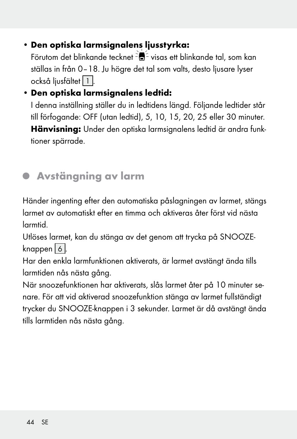 Avstängning av larm | Auriol H14371 User Manual | Page 44 / 67