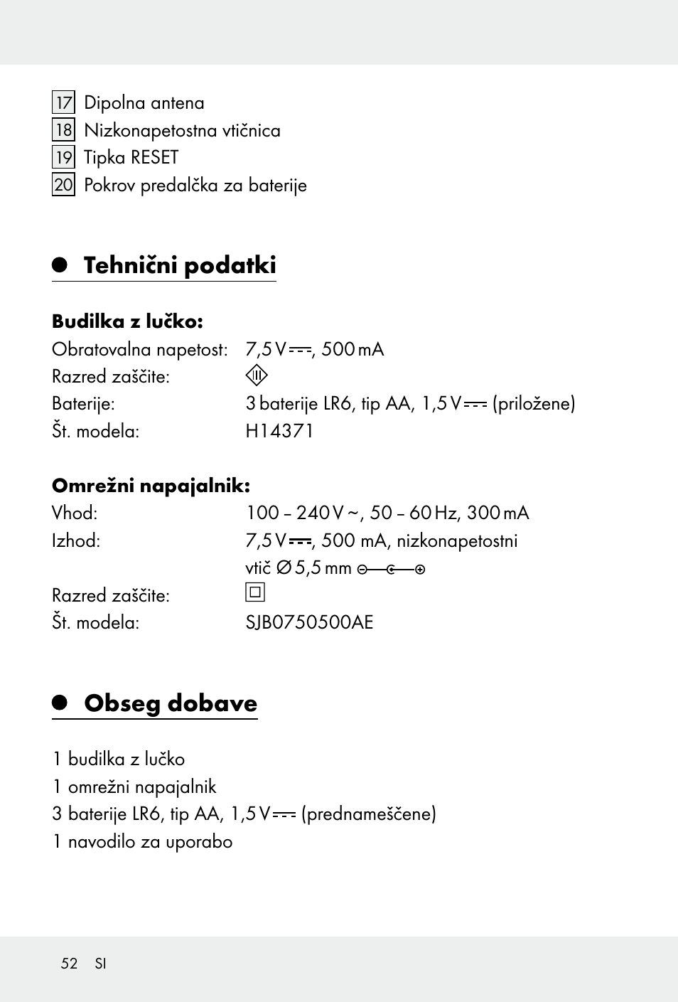 Tehnični podatki, Obseg dobave | Auriol H14371 User Manual | Page 52 / 67