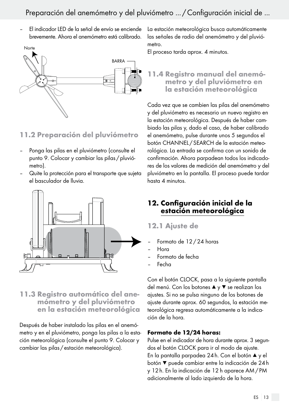 2 preparación del pluviómetro, 1 ajuste de | Auriol H13726 User Manual | Page 13 / 104