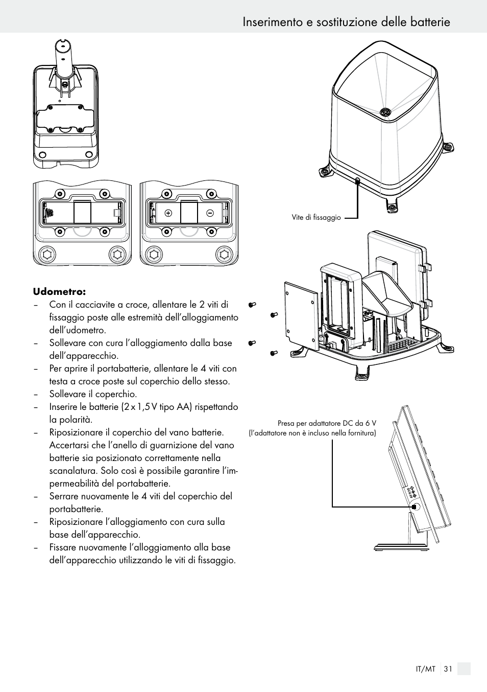 Inserimento e sostituzione delle batterie | Auriol H13726 User Manual | Page 31 / 104