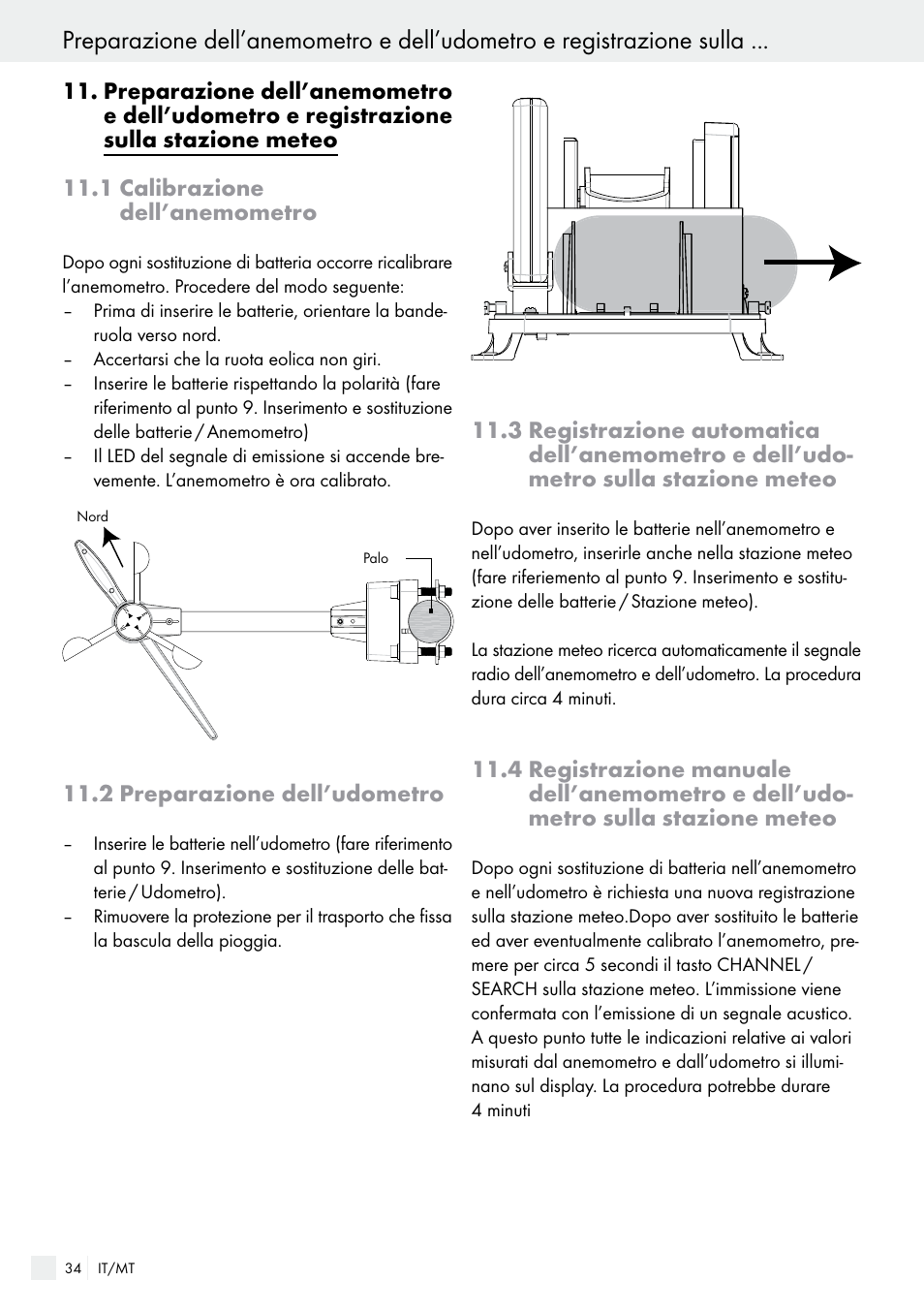 1 calibrazione dell’anemometro, 2 preparazione dell’udometro | Auriol H13726 User Manual | Page 34 / 104