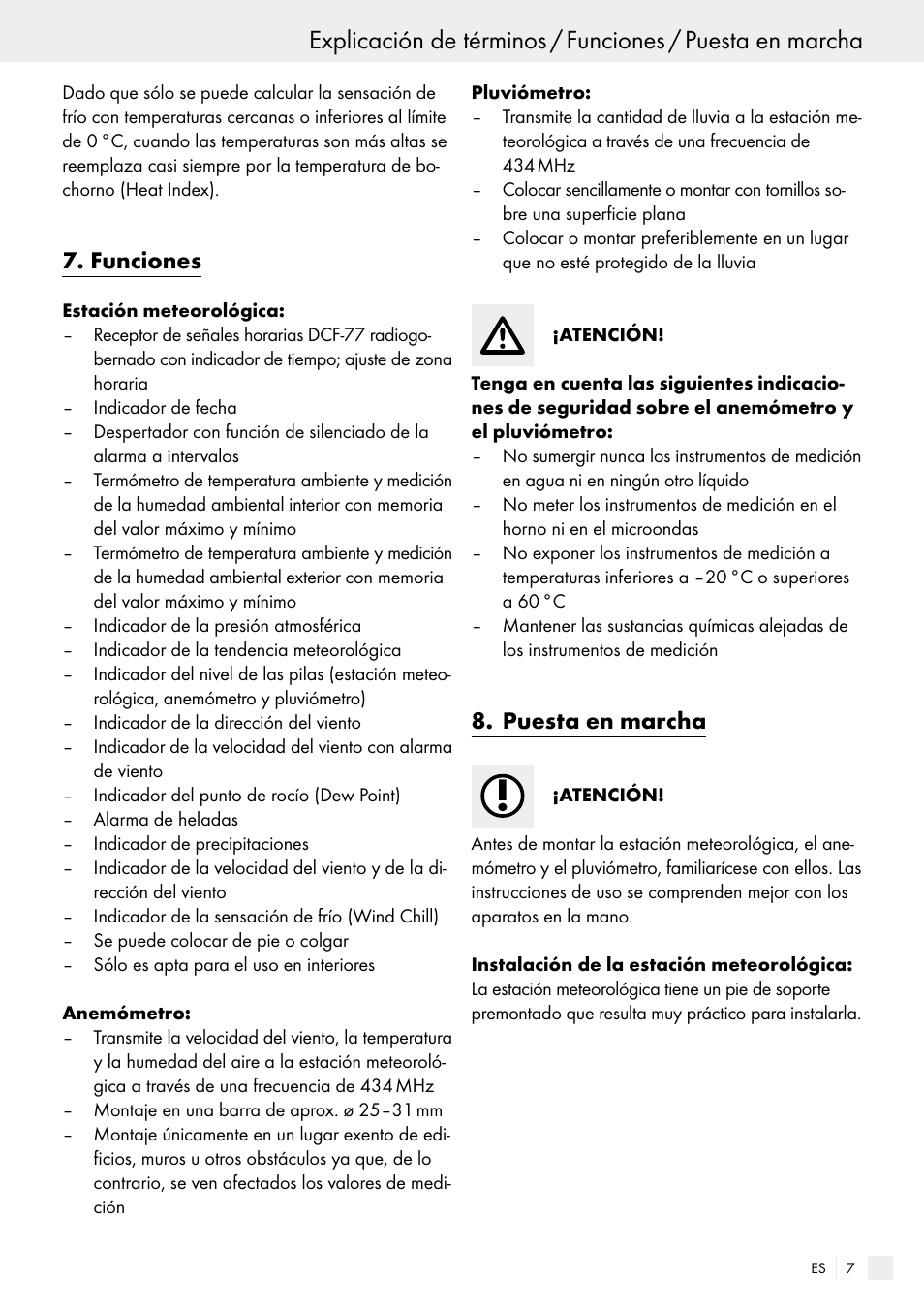 Funciones, puesta en marcha, Puesta en marcha | Auriol H13726 User Manual | Page 7 / 104