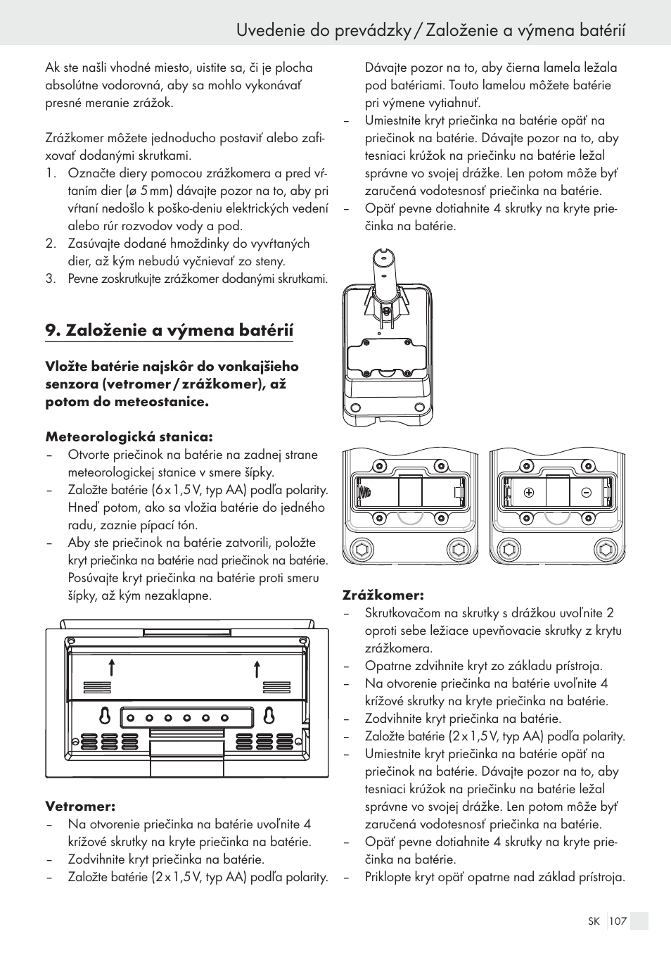 Uvedenie do prevádzky / založenie a výmena batérií, Založenie a výmena batérií | Auriol H13726 User Manual | Page 107 / 141