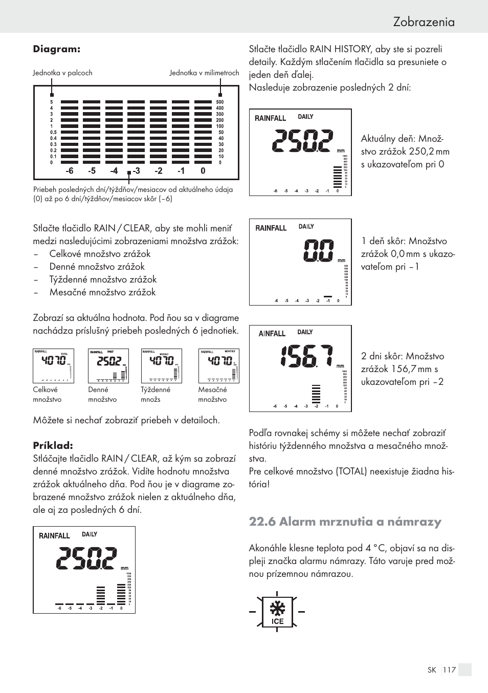 Zobrazenia, 6 alarm mrznutia a námrazy | Auriol H13726 User Manual | Page 117 / 141