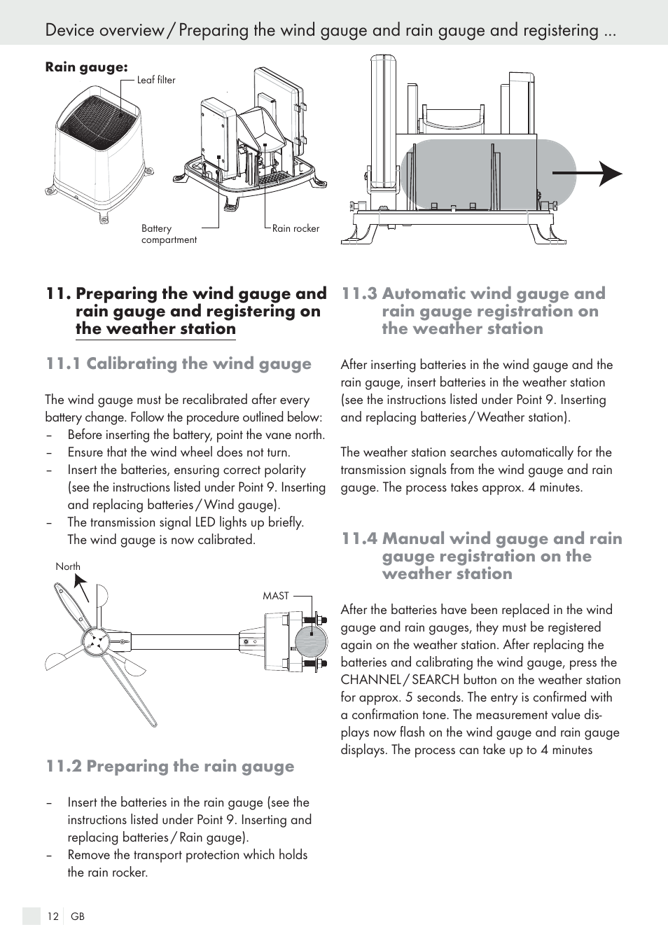 2 preparing the rain gauge | Auriol H13726 User Manual | Page 12 / 141