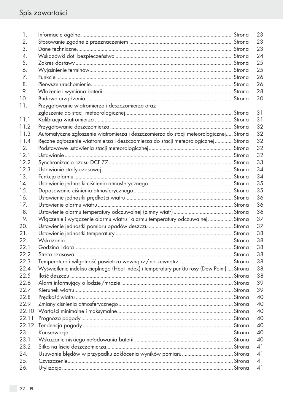 Spis zawartości | Auriol H13726 User Manual | Page 22 / 141