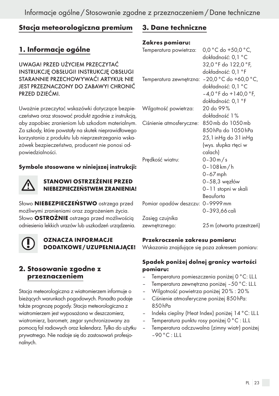 Stosowanie zgodne z przeznaczeniem, Dane techniczne | Auriol H13726 User Manual | Page 23 / 141