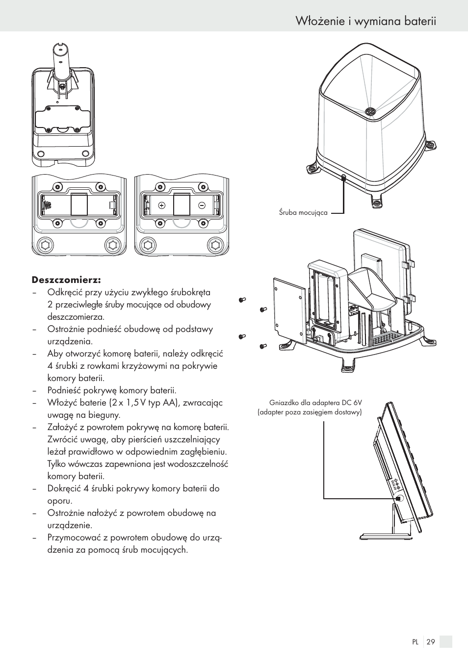 Włożenie i wymiana baterii | Auriol H13726 User Manual | Page 29 / 141