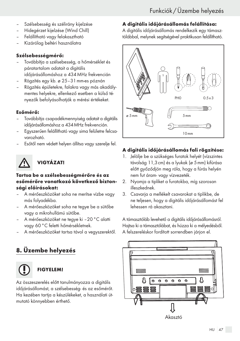 Funkciók / üzembe helyezés, Üzembe helyezés | Auriol H13726 User Manual | Page 47 / 141