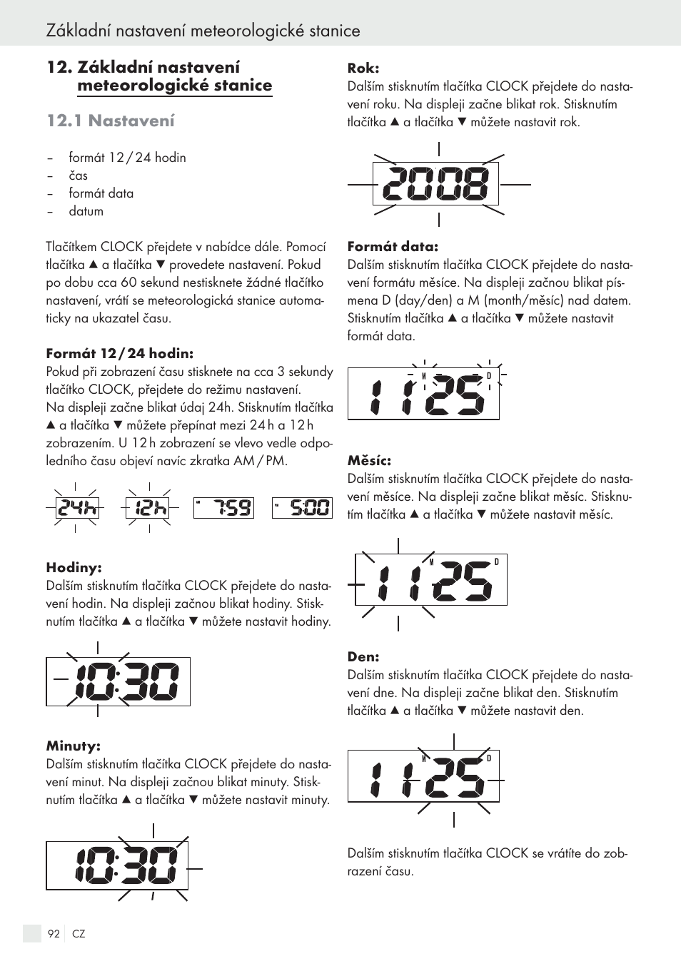 Základní nastavení meteorologické stanice | Auriol H13726 User Manual | Page 92 / 141