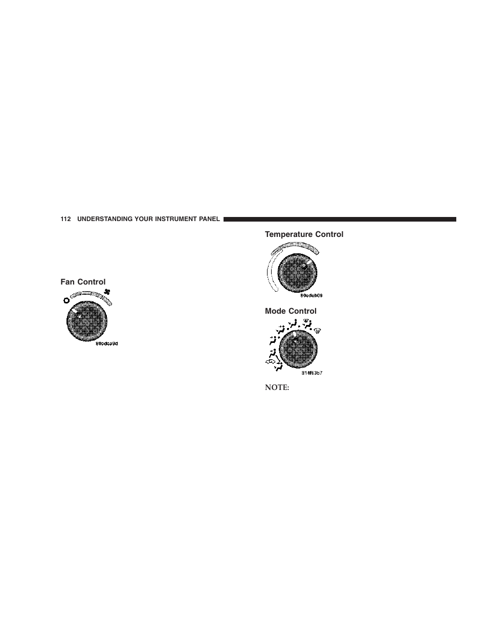 Fan control, Temperature control, Mode control | Dodge 2006 ZB Viper User Manual | Page 112 / 264