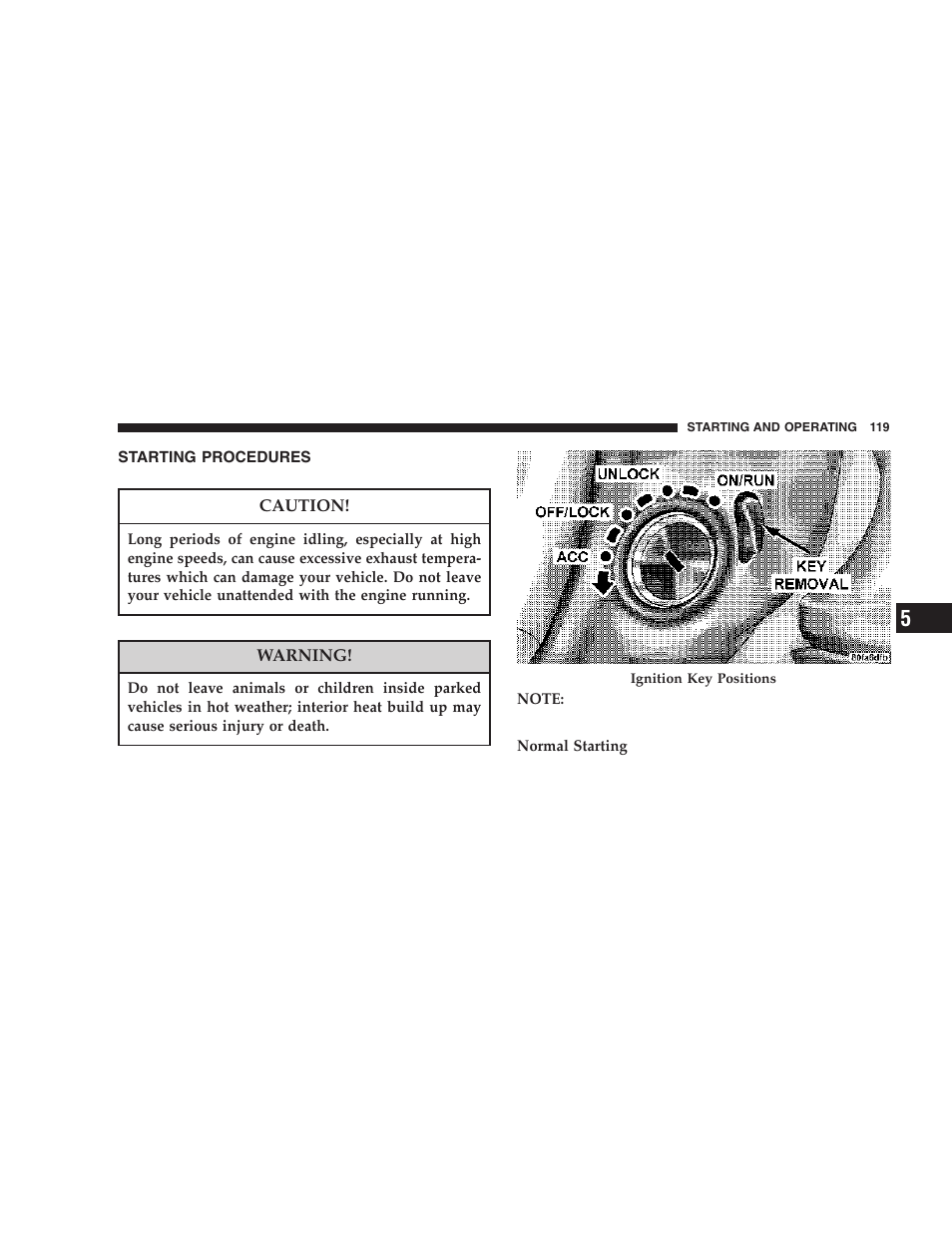 Starting procedures | Dodge 2006 ZB Viper User Manual | Page 119 / 264