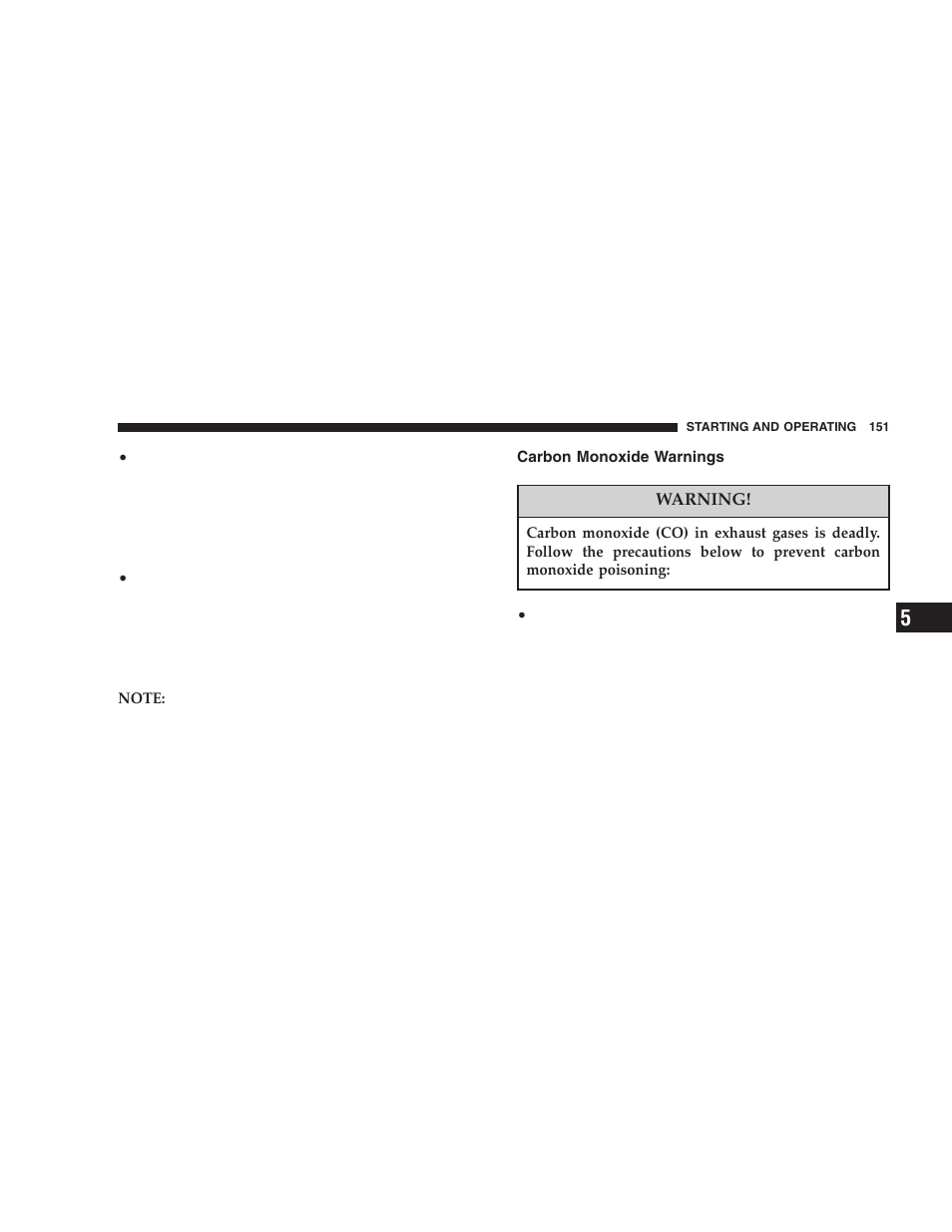 Carbon monoxide warnings | Dodge 2006 ZB Viper User Manual | Page 151 / 264