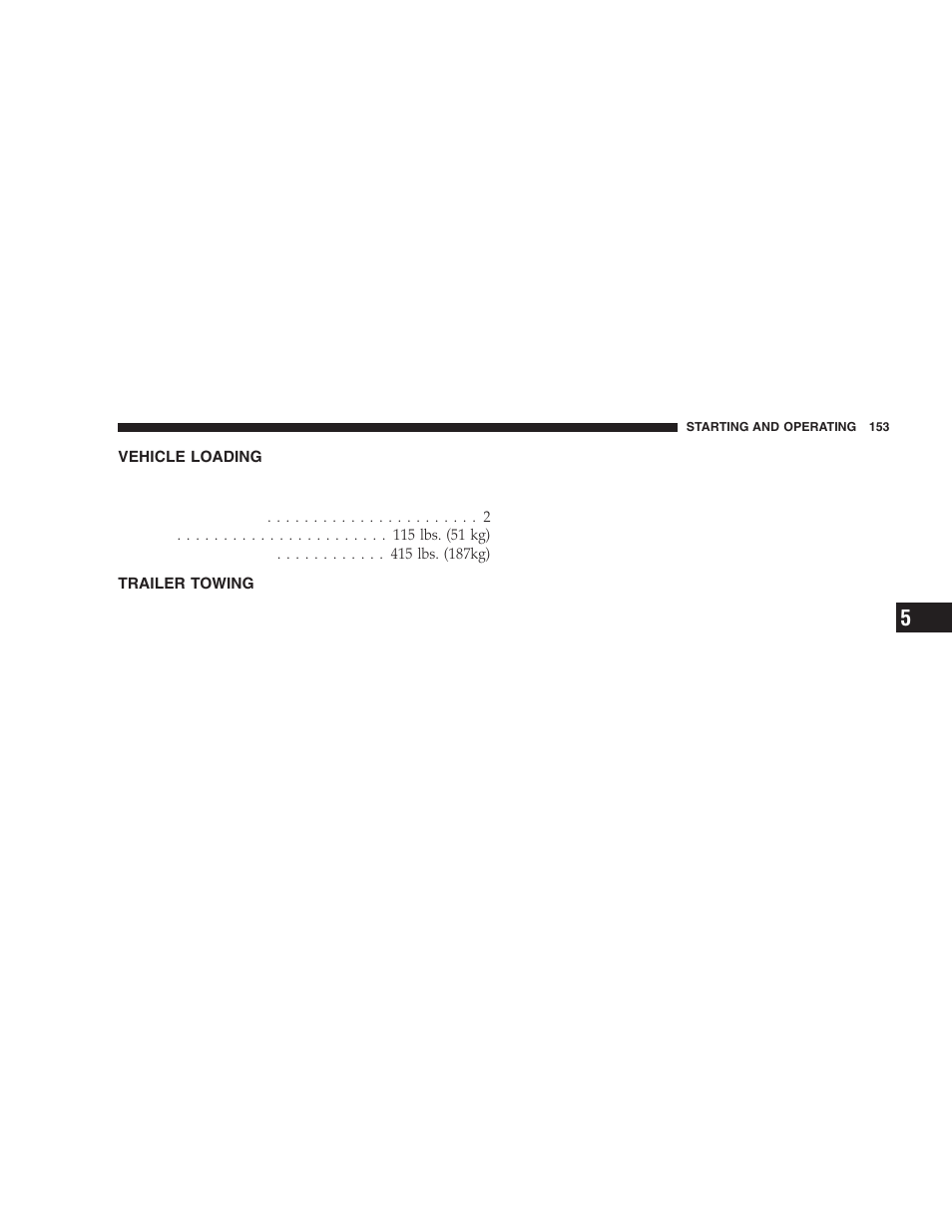 Vehicle loading, Trailer towing | Dodge 2006 ZB Viper User Manual | Page 153 / 264