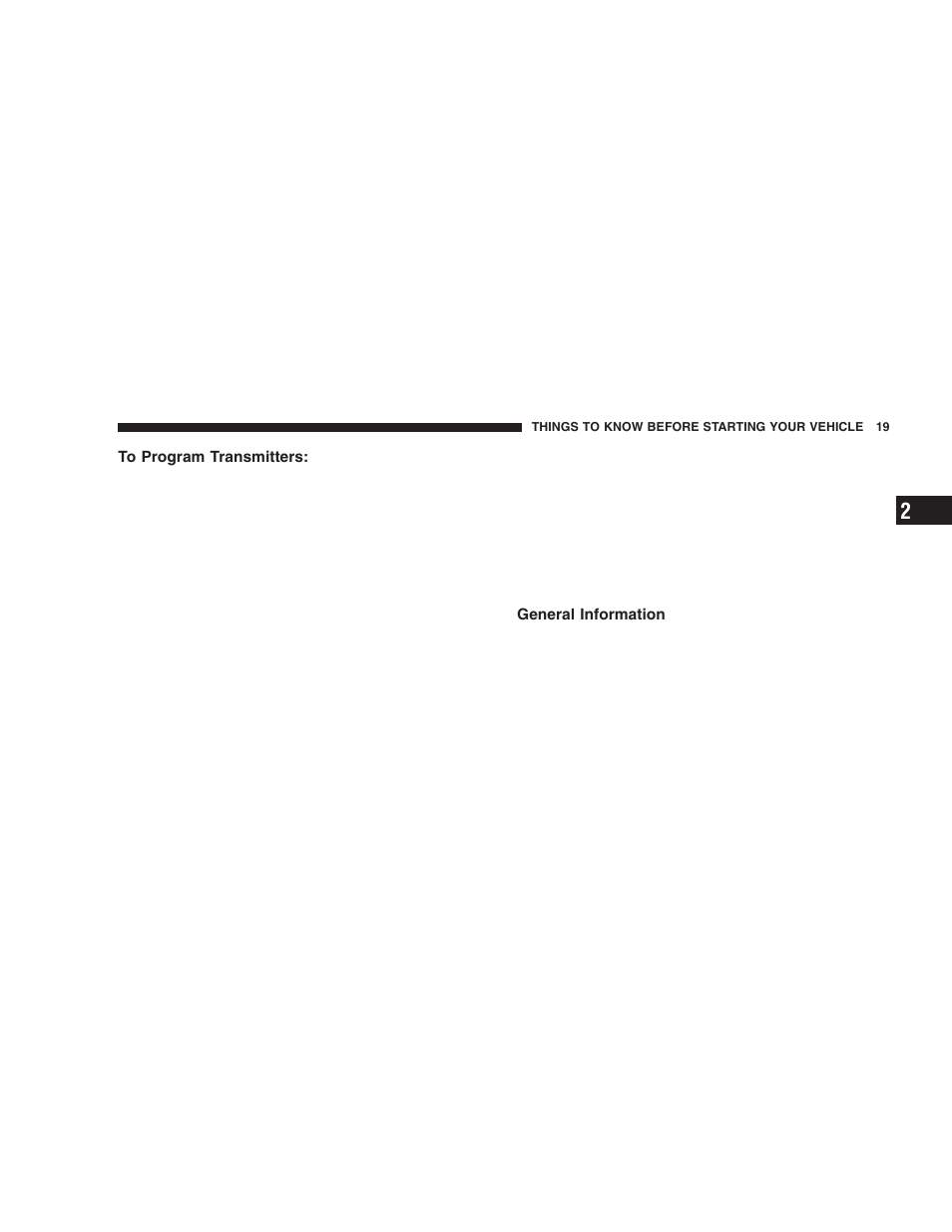 To program transmitters, General information | Dodge 2006 ZB Viper User Manual | Page 19 / 264