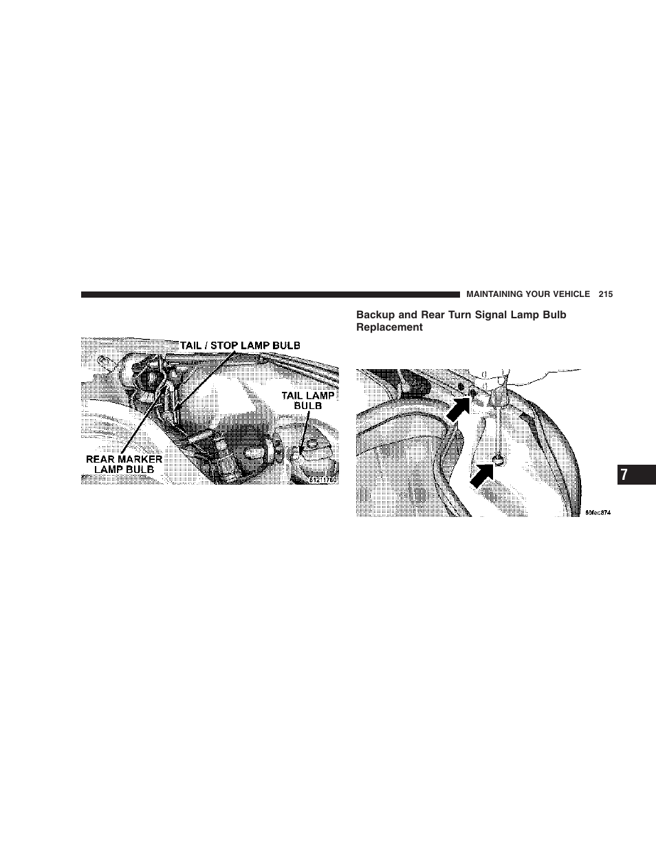 Backup and rear turn signal lamp bulb, Replacement | Dodge 2006 ZB Viper User Manual | Page 215 / 264