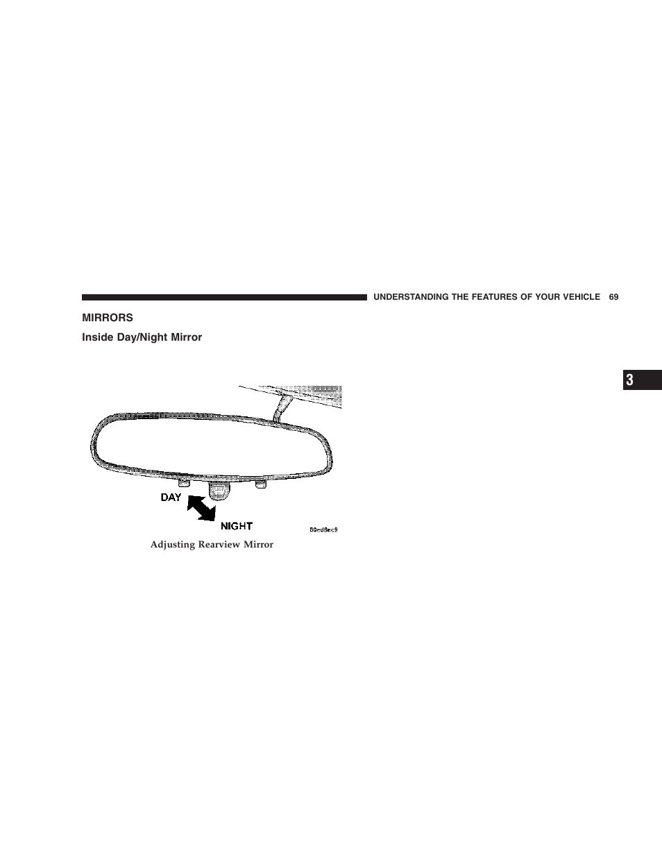 Mirrors, Inside day/night mirror | Dodge 2006 ZB Viper User Manual | Page 69 / 264
