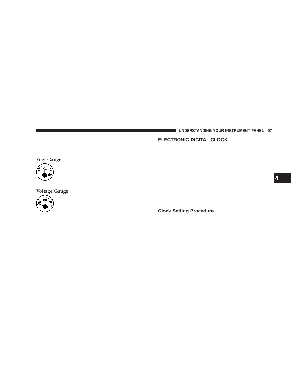 Electronic digital clock, Clock setting procedure | Dodge 2006 ZB Viper User Manual | Page 97 / 264