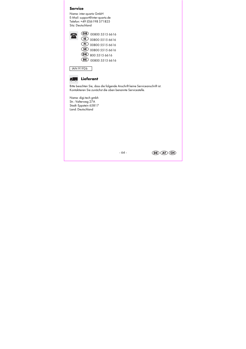 Auriol 2-LD3533-1 User Manual | Page 66 / 68