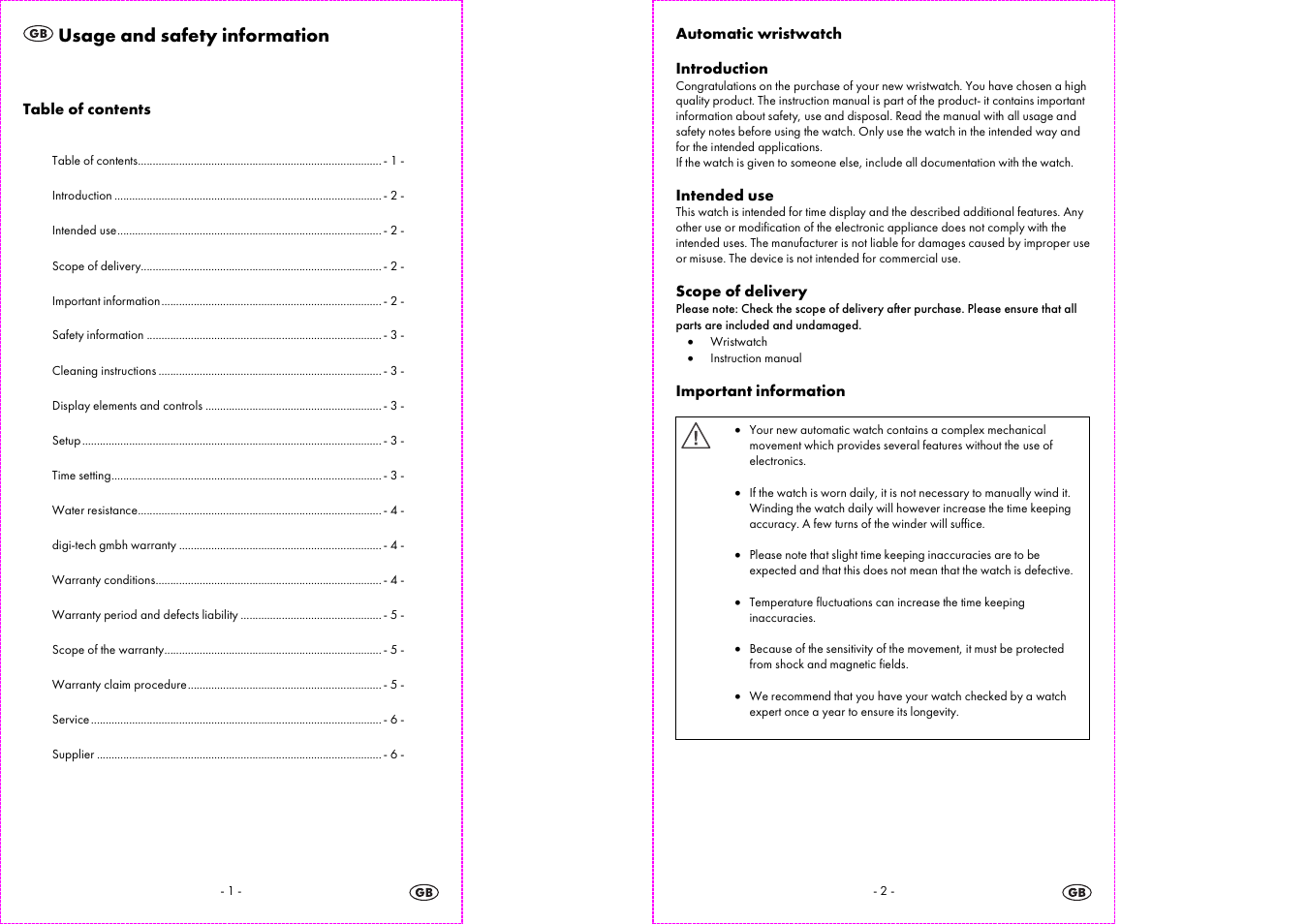 Usage and safety information | Auriol 2-LD3523-1 User Manual | Page 2 / 10