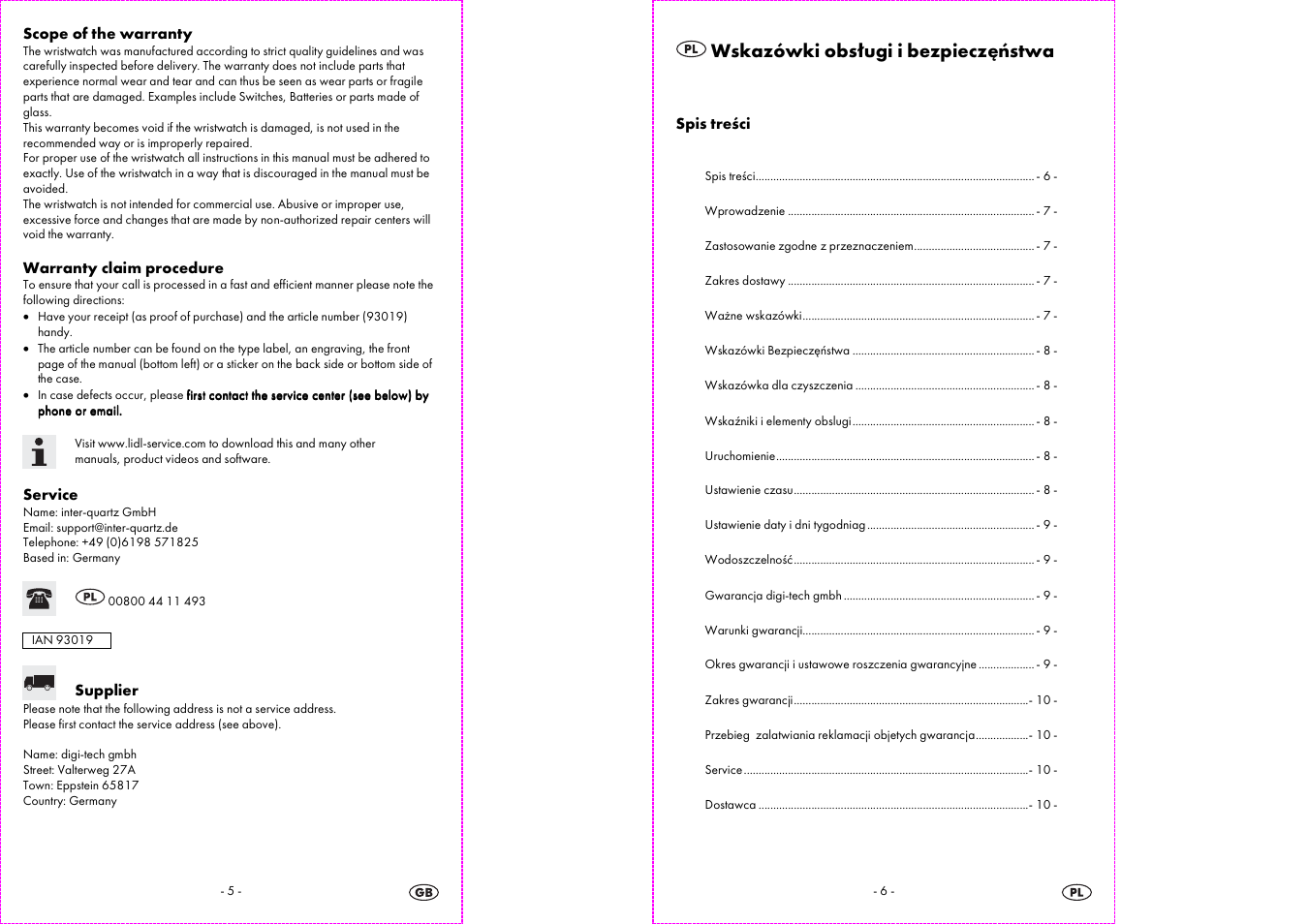 Wskazówki obsługi i bezpieczęństwa | Auriol 2-LD3523-3 User Manual | Page 4 / 10