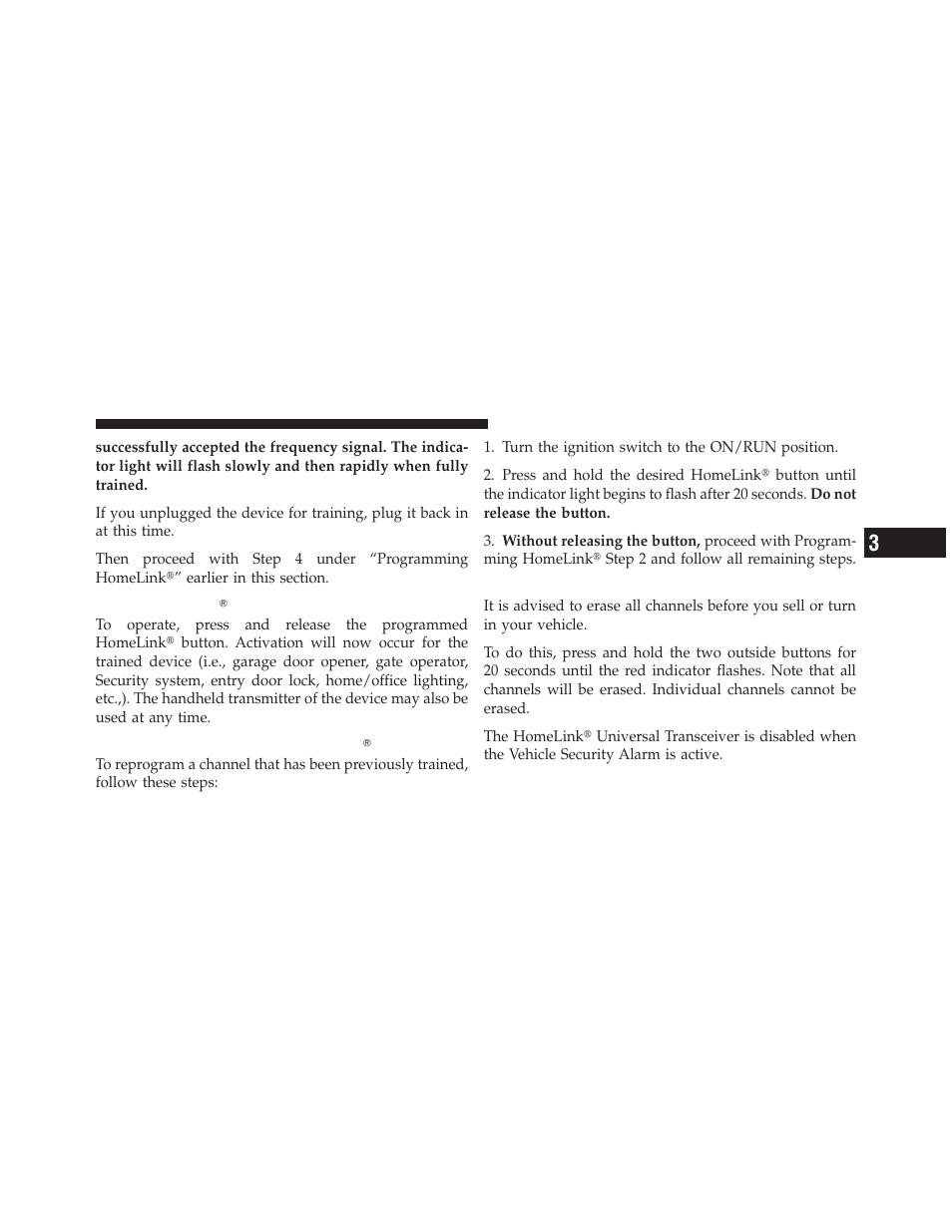 Using homelink, Reprogramming a single homelink button, Security | Reprogramming a single homelink, Button | Dodge JOURNEY 2010 User Manual | Page 144 / 512