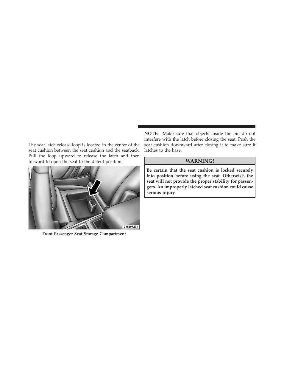 Flip ’n stow™ front passenger seat storage, If equipped | Dodge JOURNEY 2010 User Manual | Page 159 / 512