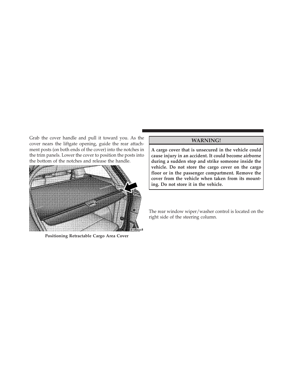 Rear window features, Rear window wiper/washer | Dodge JOURNEY 2010 User Manual | Page 169 / 512