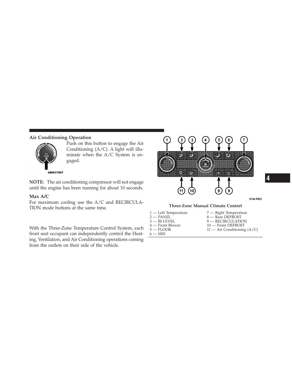 Three-zone manual air conditioning and, Heating systems — if equipped | Dodge JOURNEY 2010 User Manual | Page 276 / 512