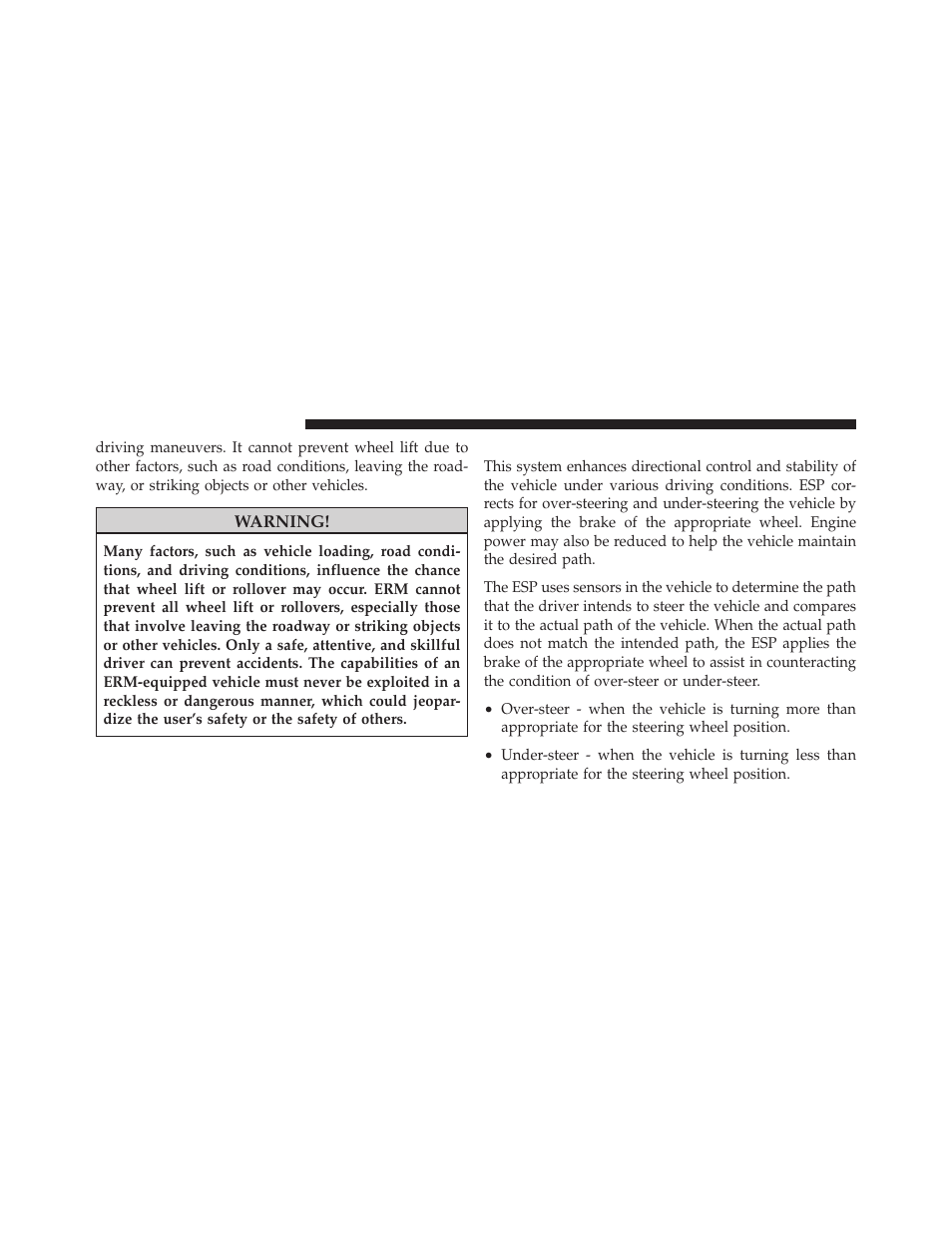 Electronic stability program (esp) | Dodge JOURNEY 2010 User Manual | Page 321 / 512