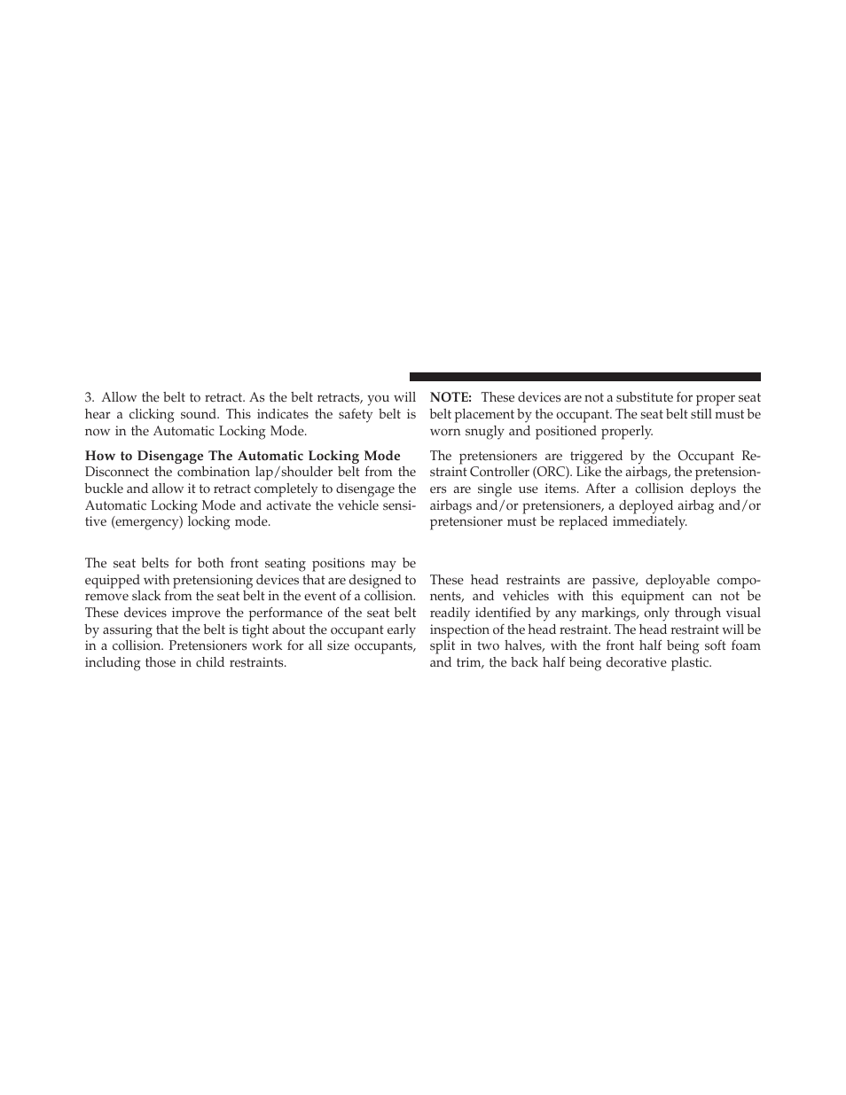 Seat belt pretensioners — if equipped, Supplemental rear impact active head, Restraints (ahr) | Dodge JOURNEY 2010 User Manual | Page 49 / 512