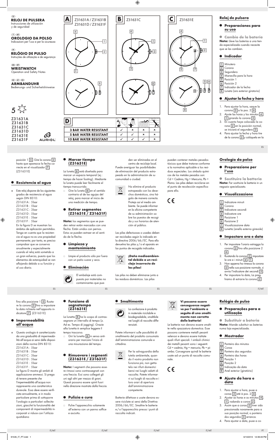 Auriol Z31631 User Manual | 2 pages