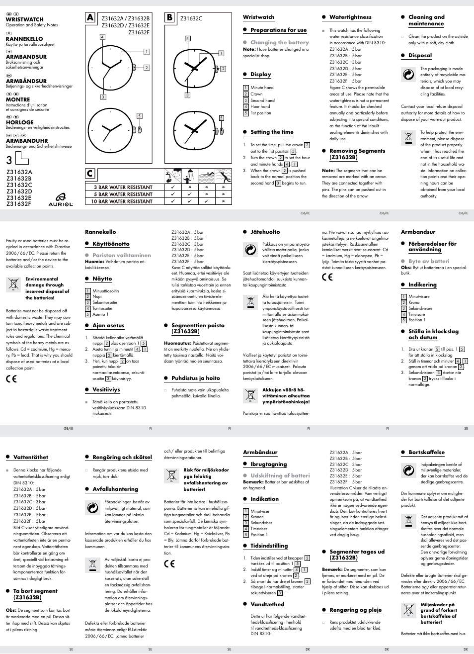 Auriol Z31632 User Manual | 2 pages