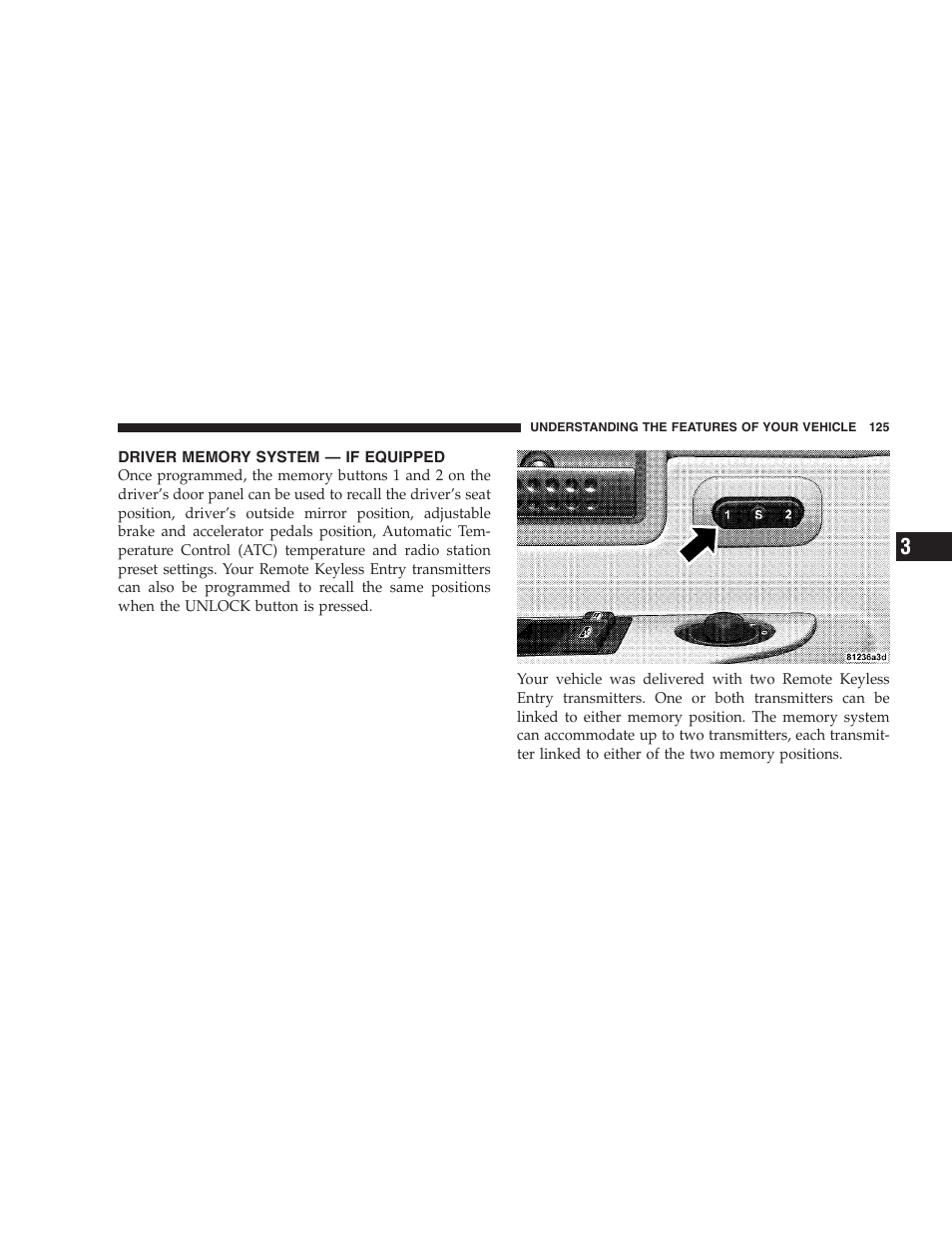 Driver memory system — if equipped | Dodge 2006 HB Durango User Manual | Page 125 / 440