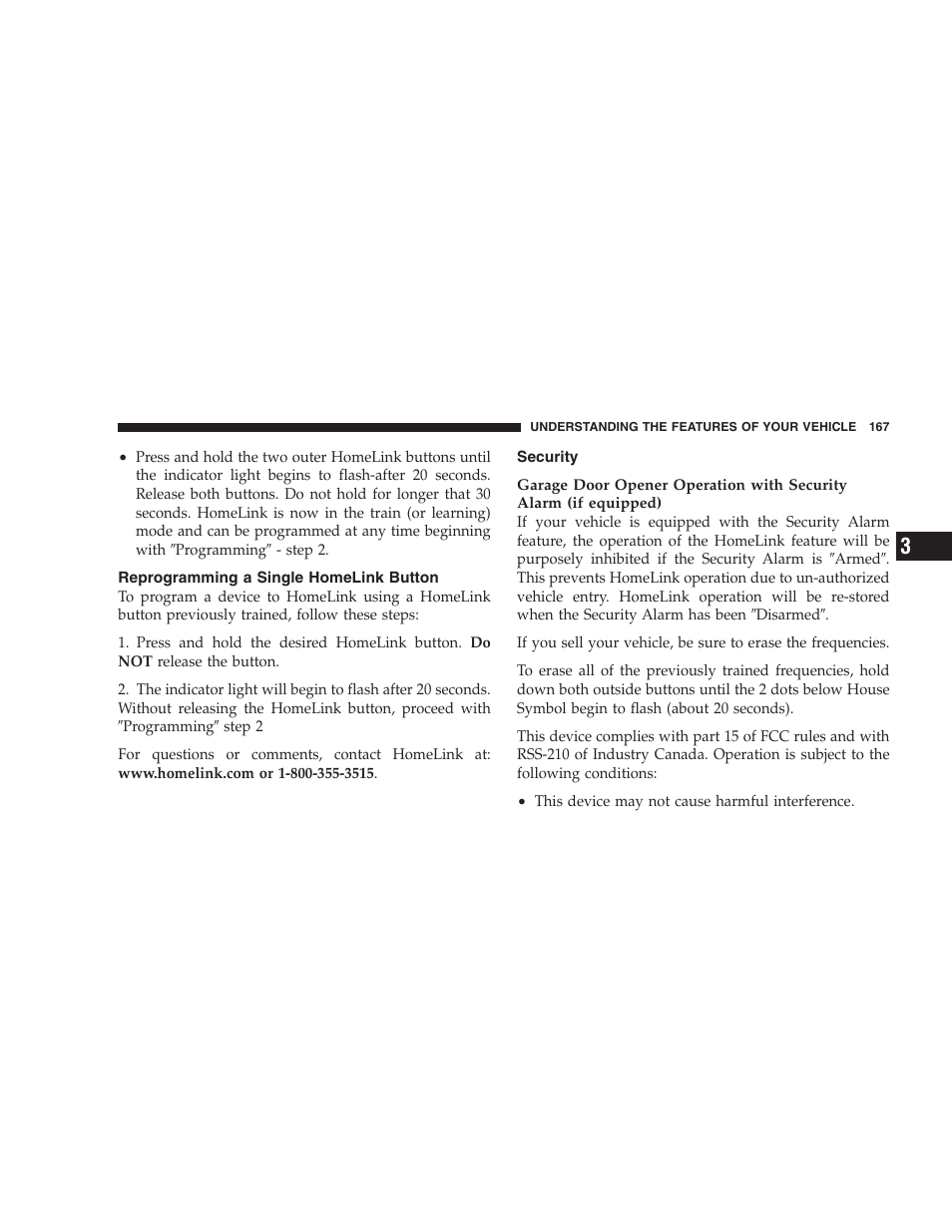 Reprogramming a single homelink button, Security | Dodge 2006 HB Durango User Manual | Page 167 / 440