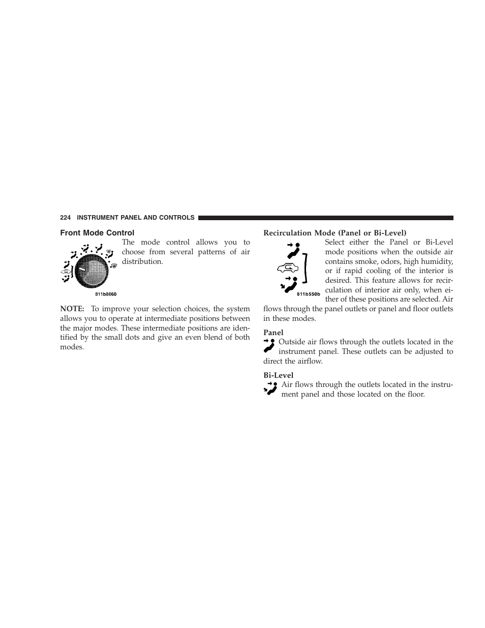 Front mode control | Dodge 2006 HB Durango User Manual | Page 224 / 440