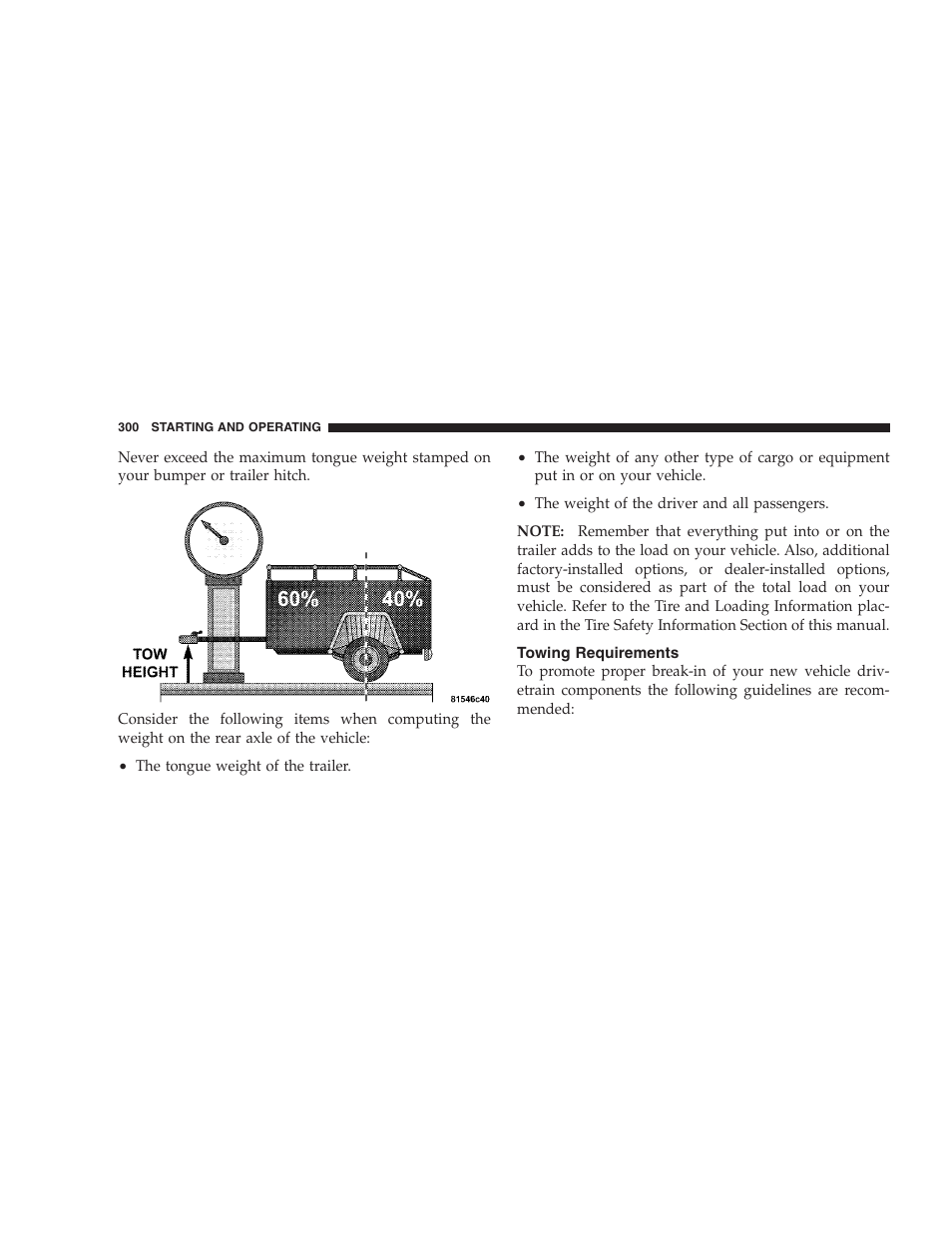 Towing requirements | Dodge 2006 HB Durango User Manual | Page 300 / 440