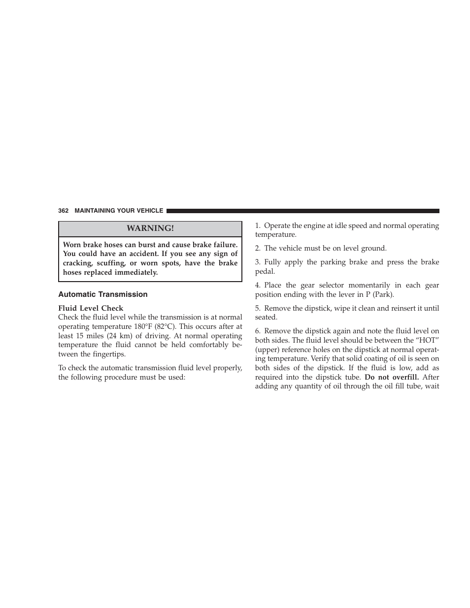 Automatic transmission | Dodge 2006 HB Durango User Manual | Page 362 / 440