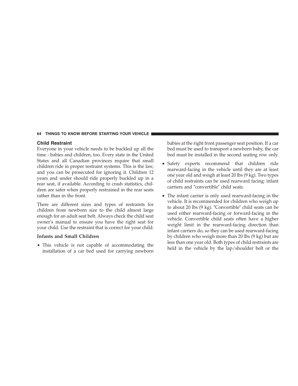 Child restraint | Dodge 2006 HB Durango User Manual | Page 64 / 440