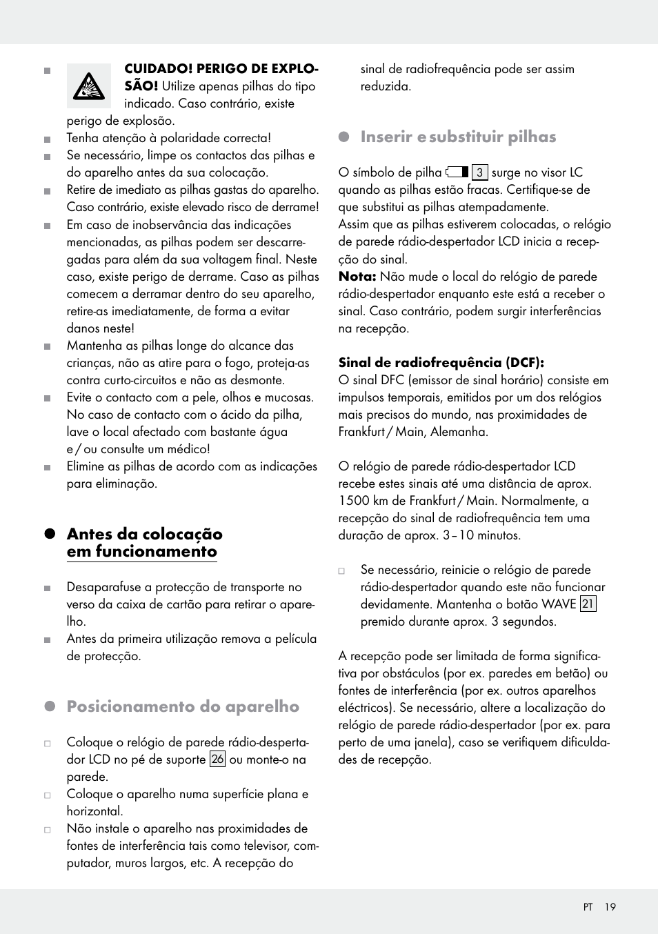 Antes da colocação em funcionamento, Posicionamento do aparelho, Inserir e substituir pilhas | Auriol Z30237B_C User Manual | Page 19 / 35