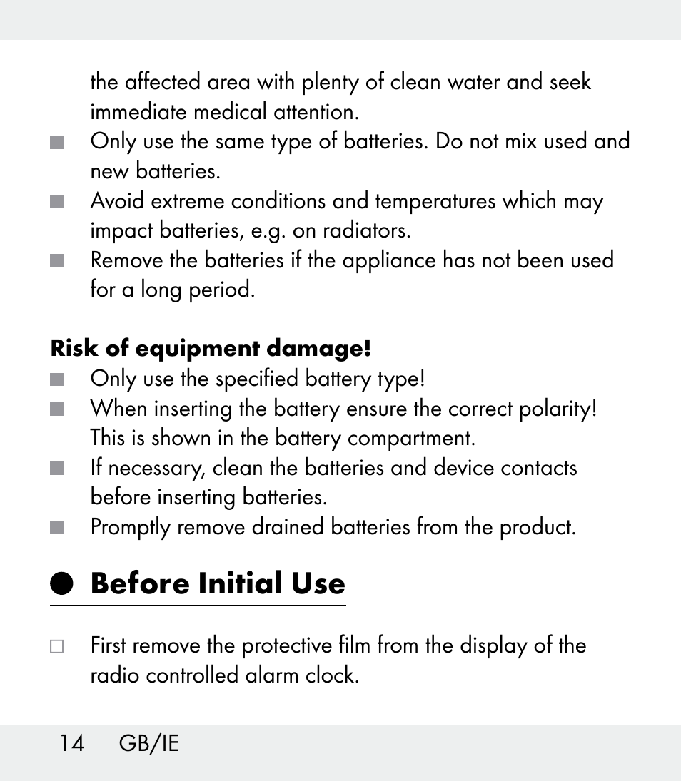 Before initial use | Auriol Z31481A_B_C User Manual | Page 14 / 68
