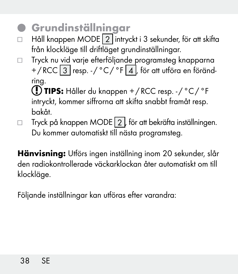 Grundinställningar | Auriol Z31481A_B_C User Manual | Page 38 / 68