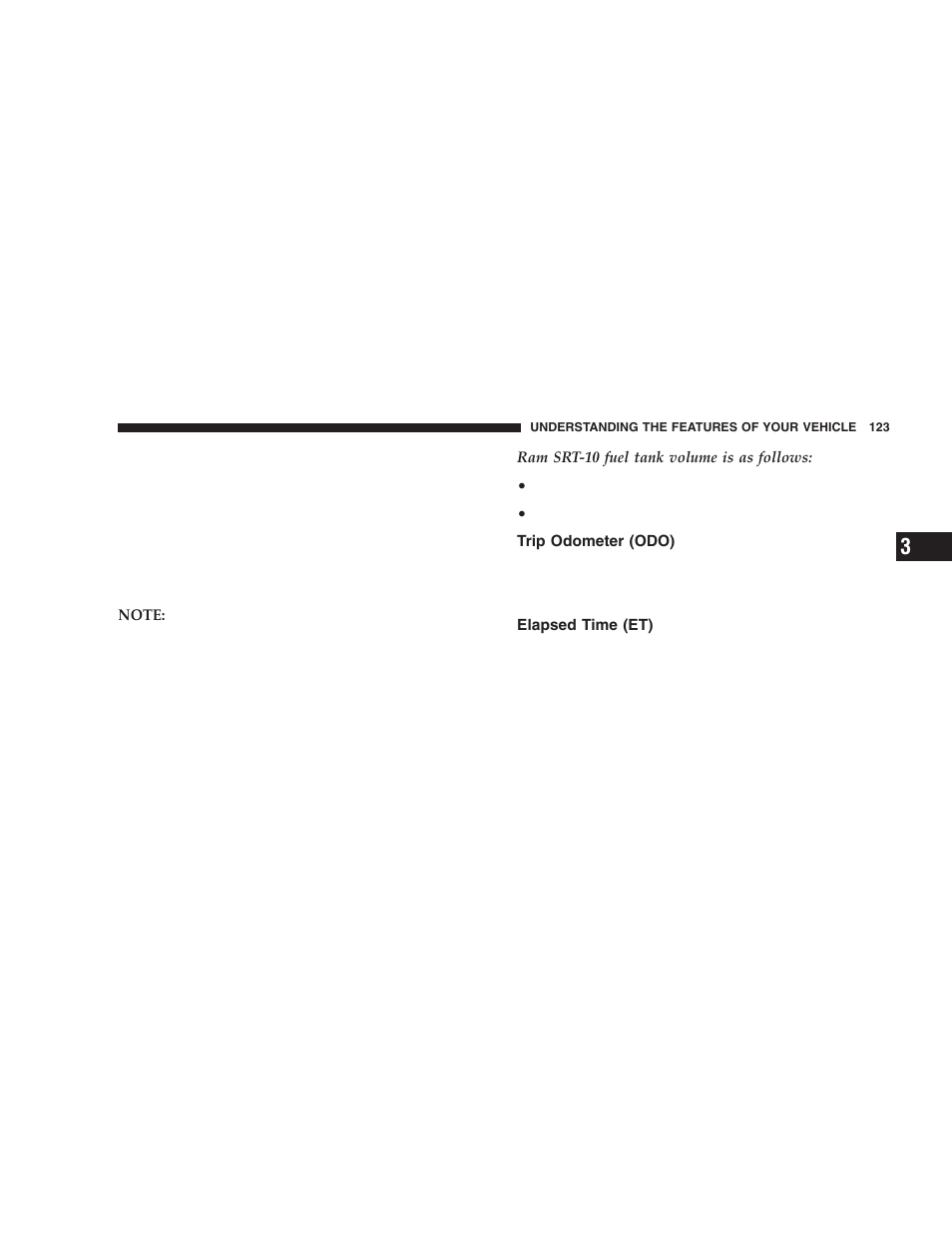 Trip odometer (odo), Elapsed time (et) | Dodge 2006 DR Ram SRT-10 User Manual | Page 123 / 384