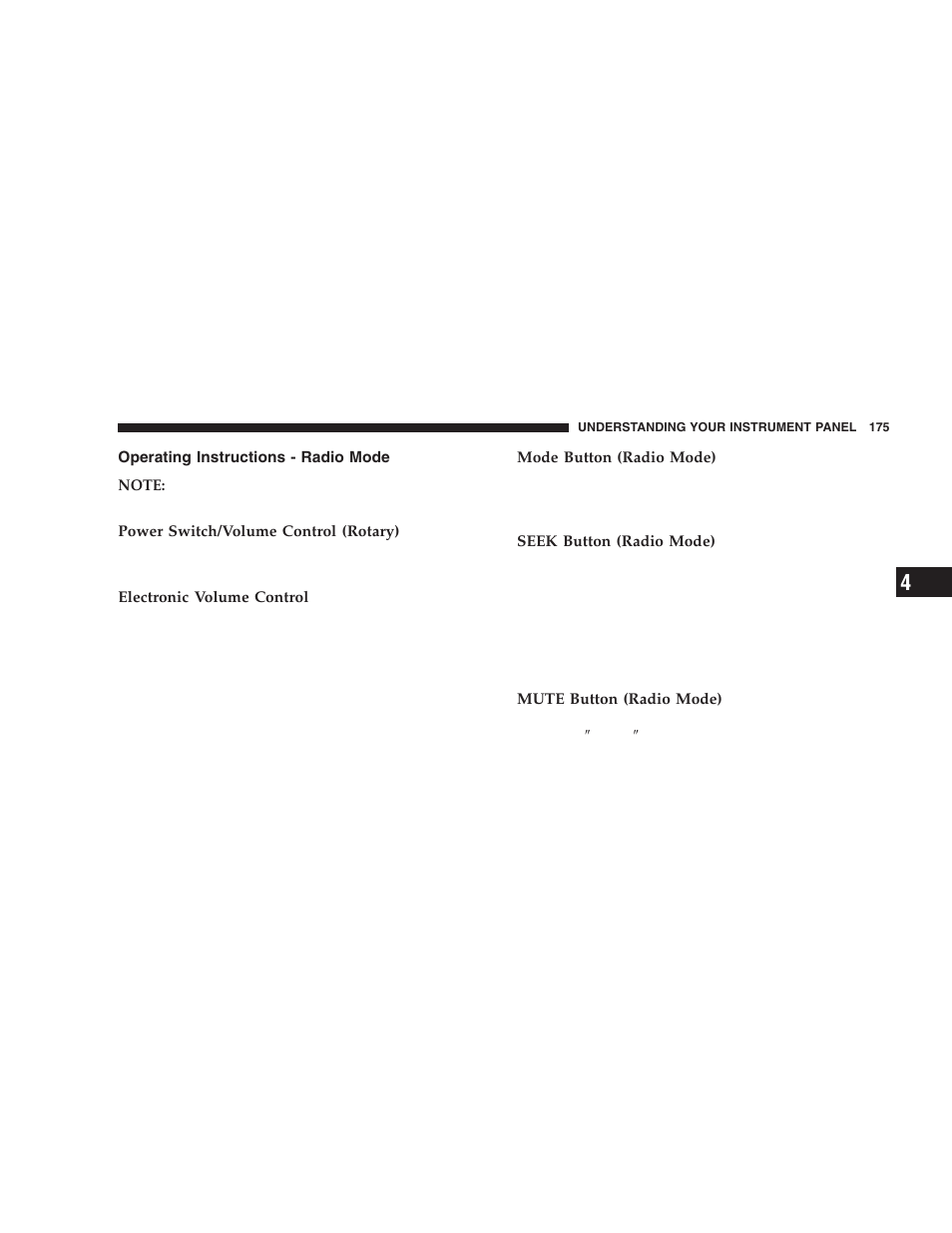 Operating instructions - radio mode | Dodge 2006 DR Ram SRT-10 User Manual | Page 175 / 384