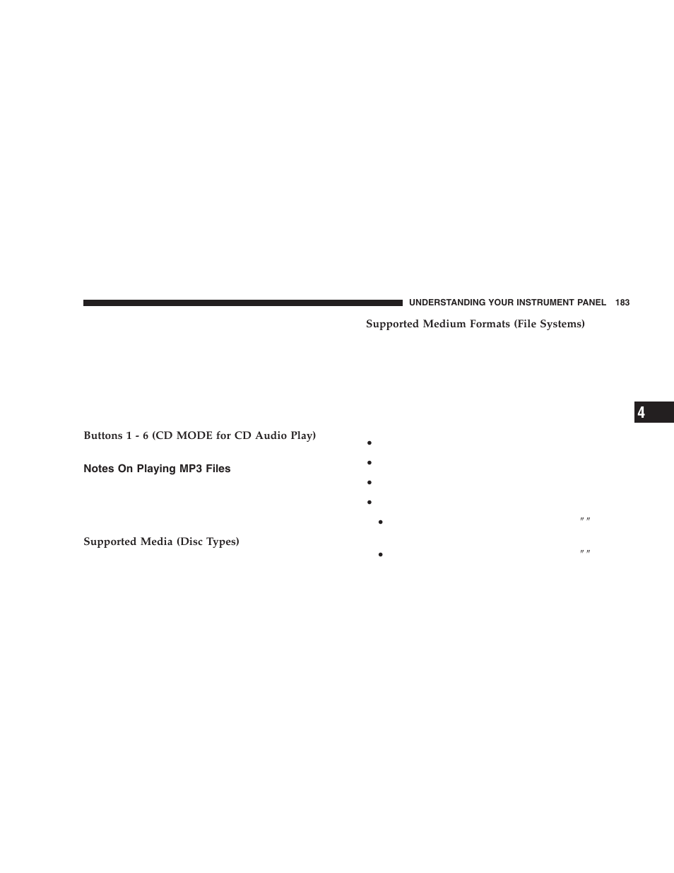 Notes on playing mp3 files | Dodge 2006 DR Ram SRT-10 User Manual | Page 183 / 384