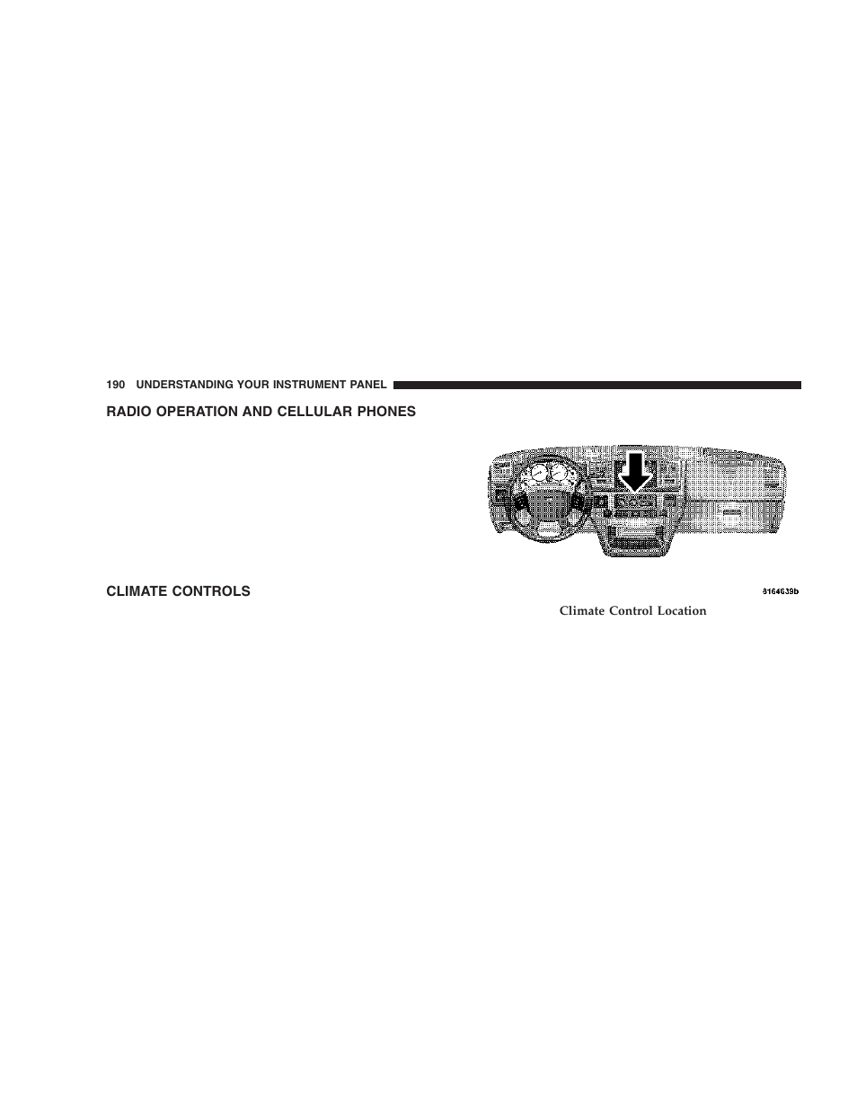 Radio operation and cellular phones, Climate controls | Dodge 2006 DR Ram SRT-10 User Manual | Page 190 / 384