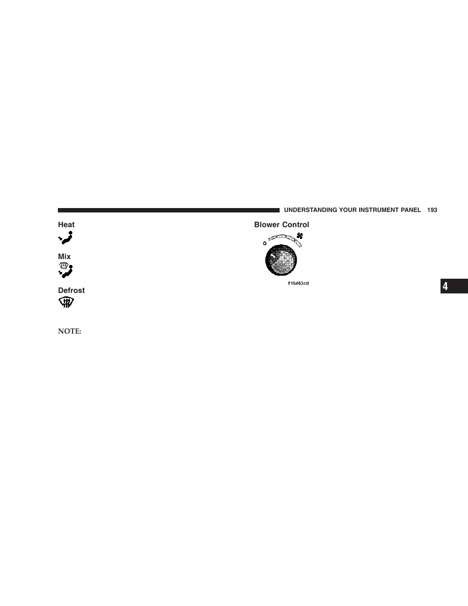 Heat, Defrost, Blower control | Dodge 2006 DR Ram SRT-10 User Manual | Page 193 / 384