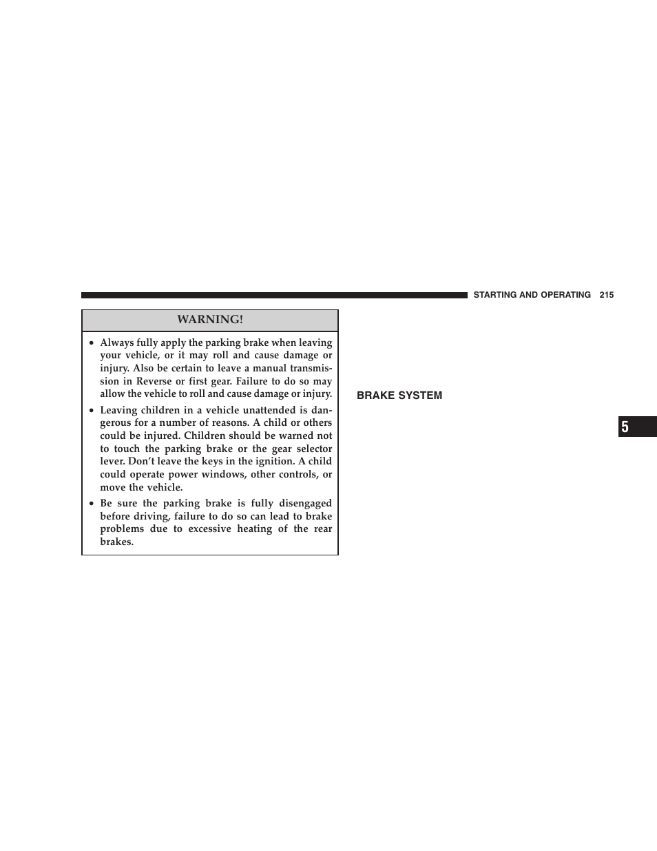 Brake system | Dodge 2006 DR Ram SRT-10 User Manual | Page 215 / 384